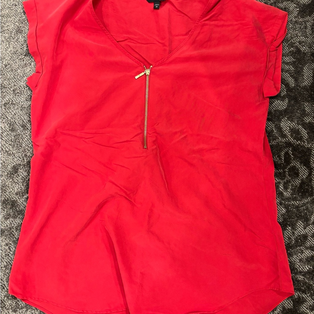 Express Red 1/4 Zip Blouse